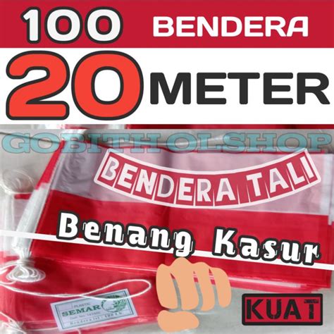 Jual Bendera Renteng Plastik Merah Putih Tali Meter Majang Umbul