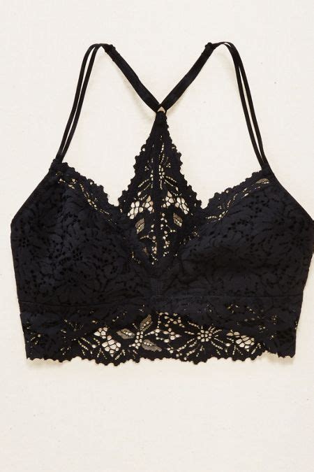 Aerie Lace Hi Low Bralette True Black Aerie For American Eagle