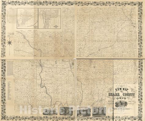 Historic 1855 Map - New map of Stark County, Ohio | Stark county ohio ...