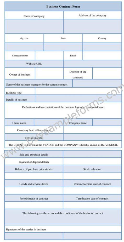 Business Contract Form Sample Template Word Doc Download