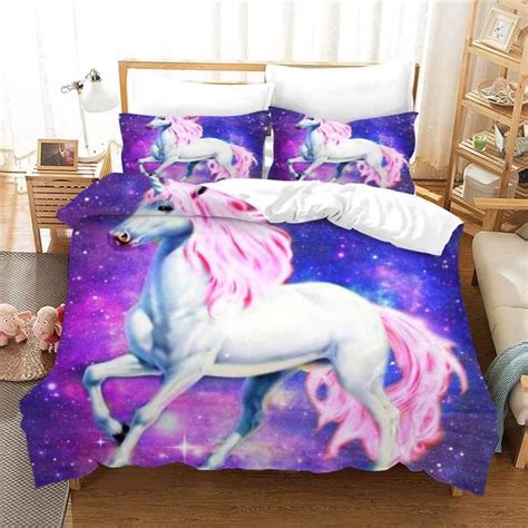 Housse De Couette Licorne Cheval Parure De Lit S Rie De Microfibre