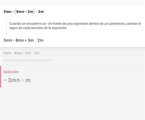 Simplifique Cada Una De Las Siguientes Expresiones 5mn 8mn 3m