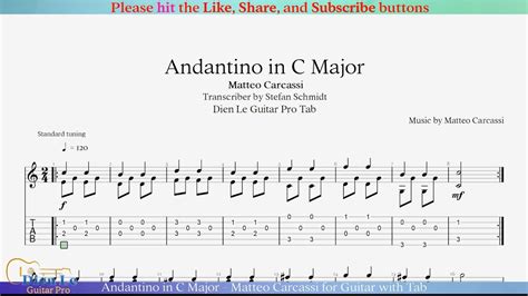 Andantino In C Major Matteo Carcassi For Guitar With Tab YouTube