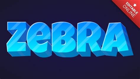 Zebra Blue Space D Text Effect Generator