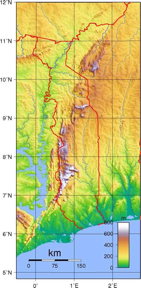 Carte Topographique Togo Carte Topographique De Togo