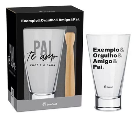 Copo Caipirinha Long 400ml Socador Familia Pai Amigo