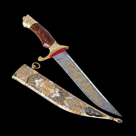 Luxury Souvenir Knives Handmade Knive Golden Engraved Souvenir Knives