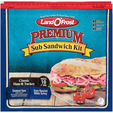 Land O Frost Smoked Ham Oven Roasted Turkey Sub Sandwich Kit Oz