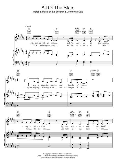 Ed Sheeran All Of The Stars Sheet Music PDF Notes Chords Rock