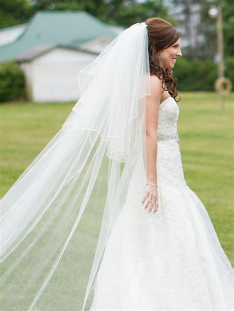 2 Tier Floor Length Veil 2772 Pencil Edge Bridal Veilwedding Veil