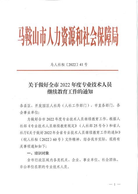 关于做好2022年马鞍山市专业技术人员继续教育工作的通知安徽继续教育网