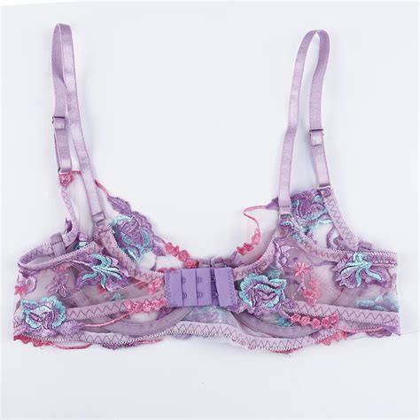 Ensemble lingerie Sexy broder sensuel 4 pièces Dentelle fleur Jaune Type 3PCS Neon
