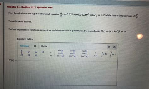 Solved Chapter 11, Section 11.7, Question 014 Give the | Chegg.com