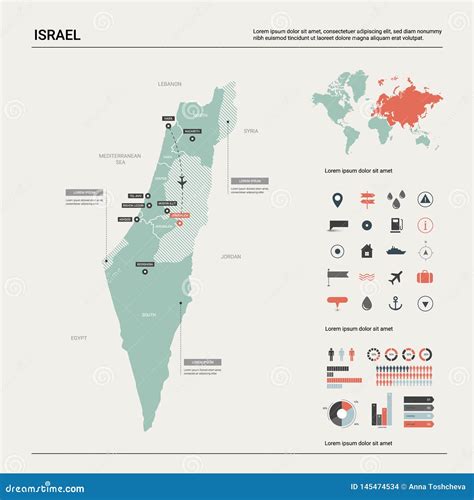 Vector Map of Israel. High Detailed Country Map with Division, Cities