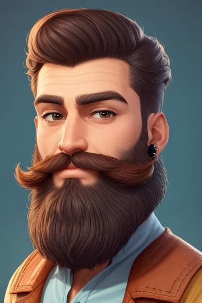 Un Personaje De Dibujos Animados Guapo Con Barba Foto Premium