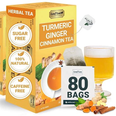 leaflea turmeric tea  ginger  cinnamon  premium herbal tea
