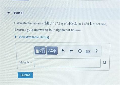 Solved Part A Calculate The Mass Percent M M Of A Solution