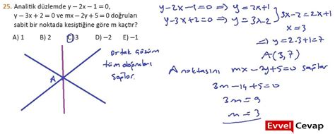 Analitik Düzlemde Y — 2x — 1 0 Y — 3x 2 0 Ve Mx — 2y 5 0