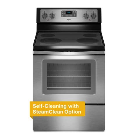 Whirlpool Smooth Surface Freestanding 53 Cu Ft Self Cleaning Electric Range Black On Stainless