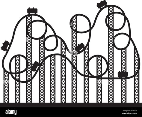 Silhouette Roller Coaster In Amusement Park Vector Illustration Stock