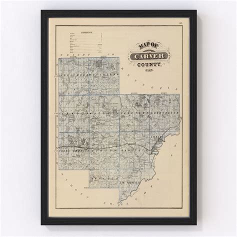 Vintage Map of Carver County, Minnesota 1874 by Ted's Vintage Art