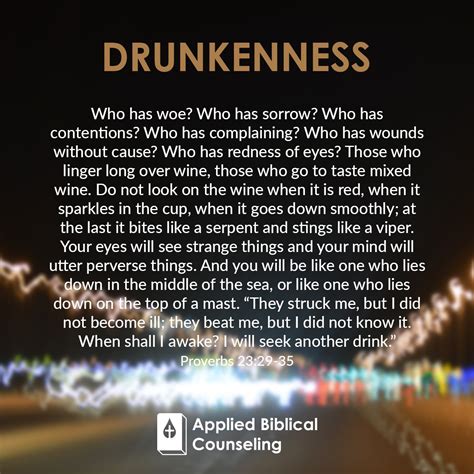 Drunkenness – Applied Biblical Counseling