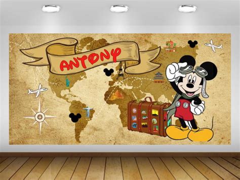 Painel Mickey Aviador 3x2m Lona Fosca Elo7 Produtos Especiais