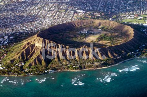 Diamond Head, Oahu, Hawaii Aerial View Into Crater Stock Photo ...