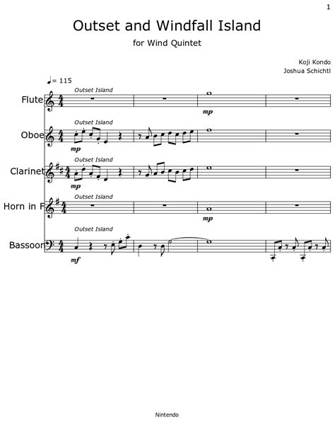 Outset And Windfall Island Sheet Music For Flute Oboe Clarinet