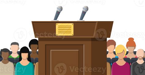 Brown Wooden Rostrum With Microphones Png