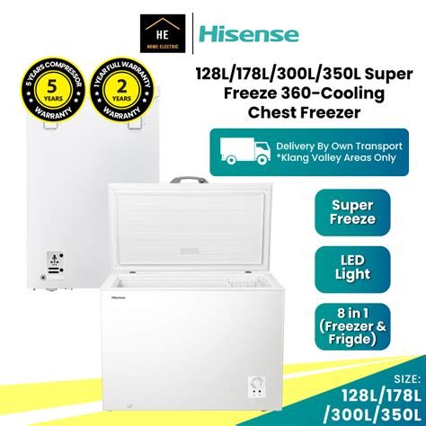 HISENSE Freezer 128L 178L 300L 350L Chest Freezer Fridge Peti