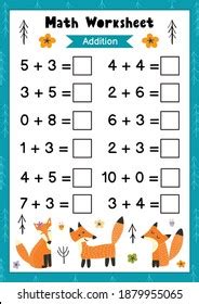 Math Worksheet Kids Addition Mathematic Activity Stock Vector (Royalty Free) 1879955065 ...