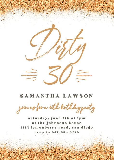 Dirty 30 - Birthday Invitation Template (Free) | Greetings Island