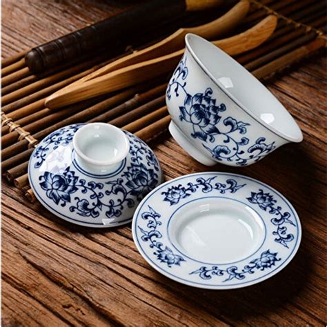 Sld Retro Mavi Ve Beyaz Porselen Gaiwan Teaware B Y K El Fiyat