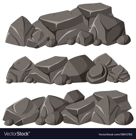 Three patterns of rocks in pile Royalty Free Vector Image