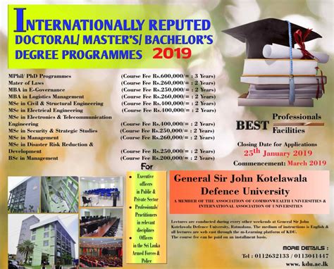 Register Now - Kotelawala Defence University - KDU Courses 2019 ...