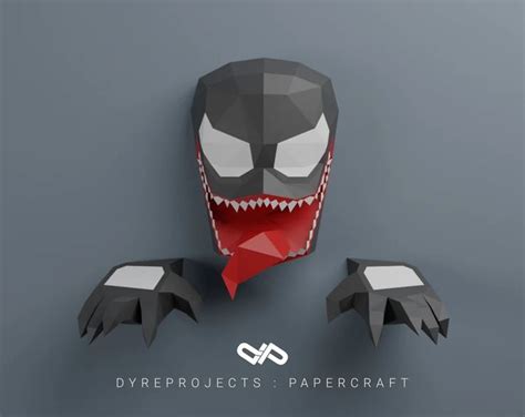 Diy Lowpoly Papercraft Venom Sculpture Diy Decoration Wall