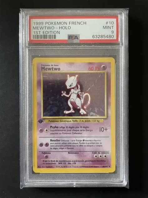 Carte Pokemon Mewtwo Holo Edition 1 Set De Base Wizards Psa 9 Neuve