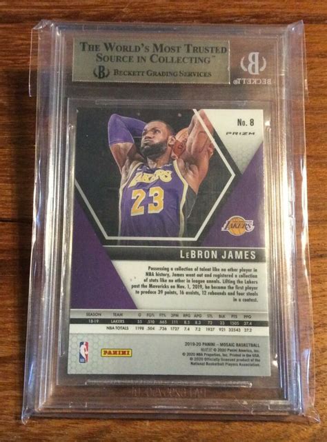 Panini Mosaic Lebron James Silver Prizm Bgs Gem Mint Lakers