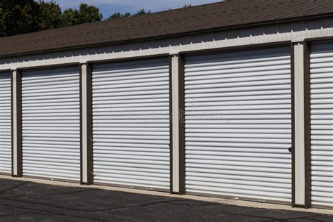 Self Storage and Mini Storage Garage Units Stock Photo - Image of hangar, industrial: 158576630