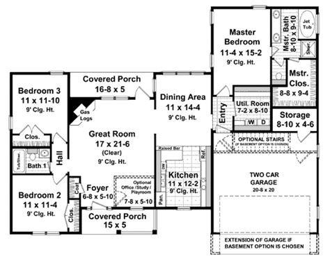 Ranch Style House Plan - 3 Beds 2 Baths 1600 Sq/Ft Plan #21-143 ...