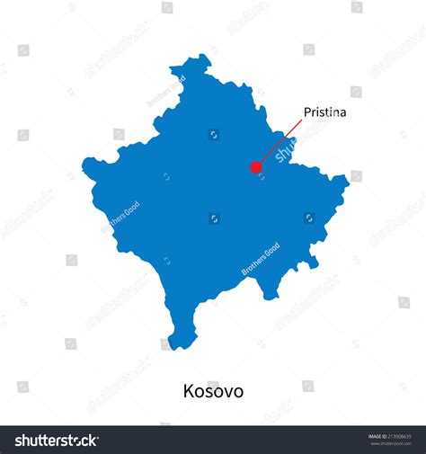 Detailed Vector Map Kosovo Capital City Stock Vector (Royalty Free ...