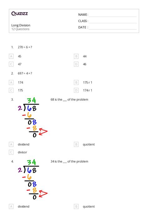 50 Long Division Worksheets On Quizizz Free And Printable