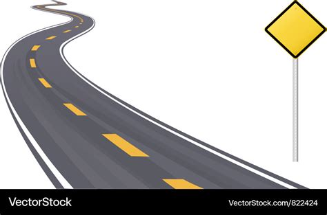 Highway with sign Royalty Free Vector Image - VectorStock