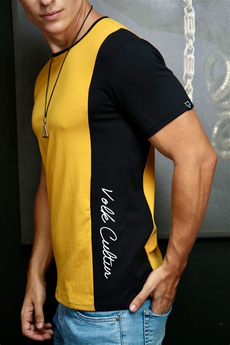 Camiseta Dual Preto E Amarelo Assinatura Cotton Soft Volk Culture