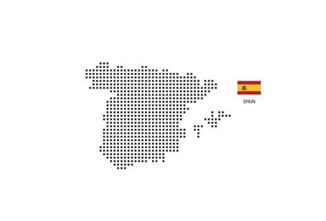 Vector Square Pixel Dotted Map Of Spain Isolated On White Background