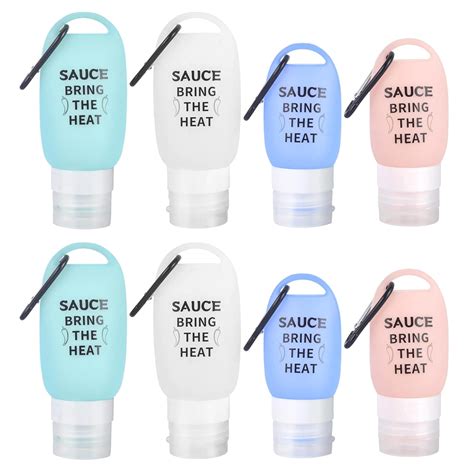 Amazon 8 Pieces Mini Hot Sauce Bottle Keychains Set 4 Pieces 1 35 Oz Condiment Squeeze