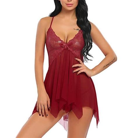 Ensemble de lingerie sexy Ensemble de sous vêtements en dentelle pour femmes L Rouge bourgogne