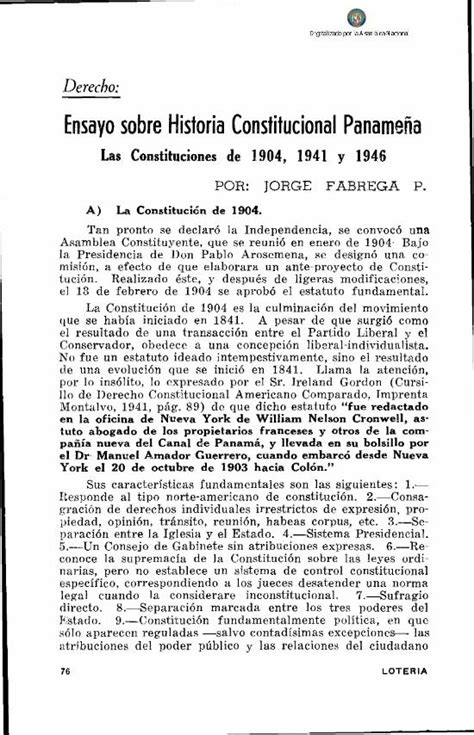 Pdf Ensayo Sobre Historia Constitucional Paname A Derecho Ensayo