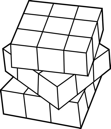 Rubiks Cube Line Art - Free Clip Art